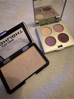 Neutral Champagne Highlighter & Plum-Pink 4-Shade Eyeshadow Duo